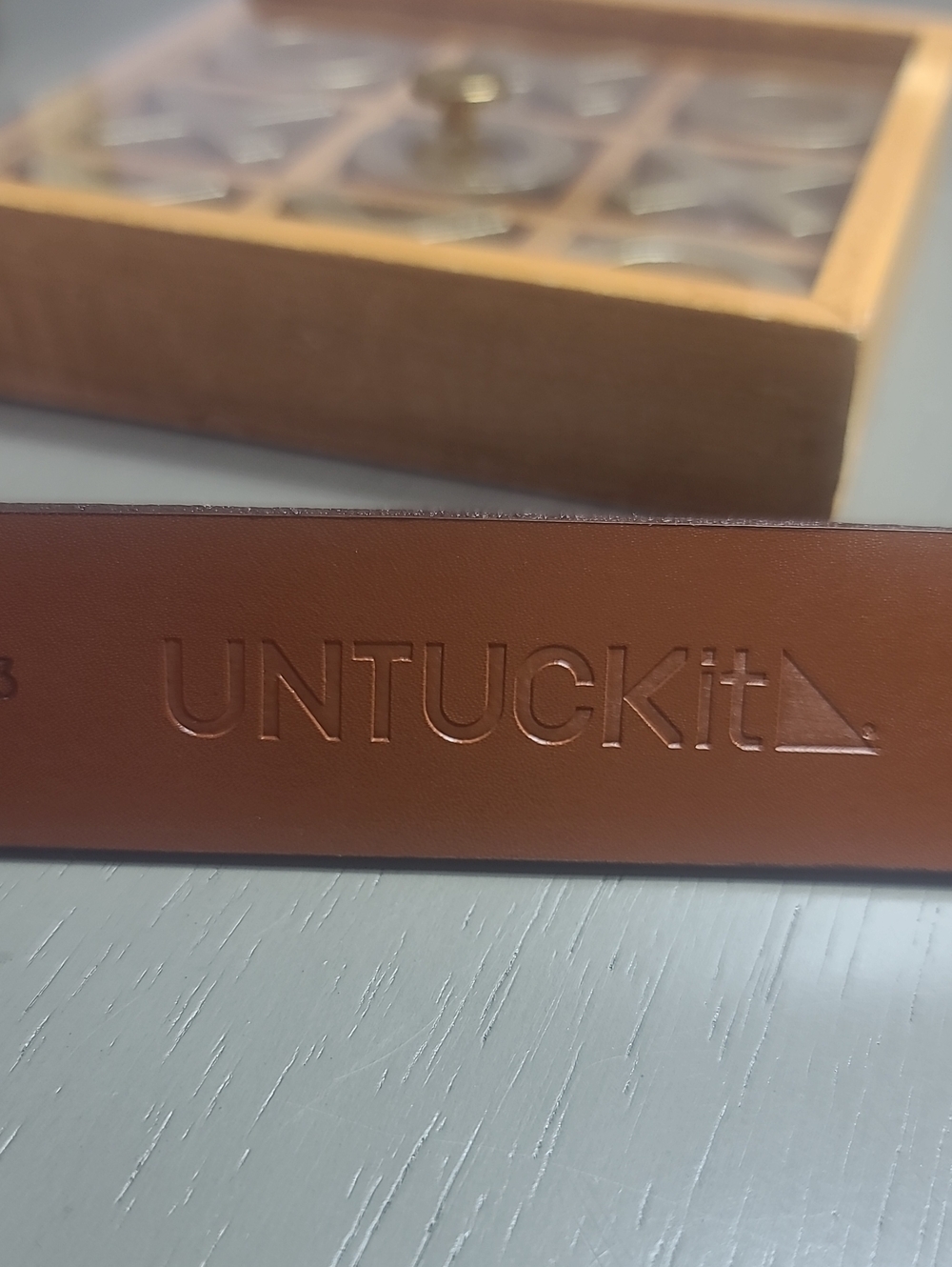Untuckit Men's Brown Leather Belt - Classic Casual Style Size 34 - Picture 5 of 7